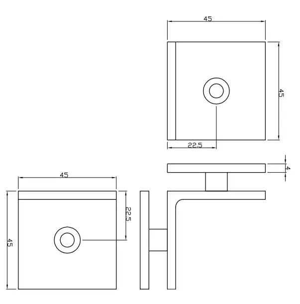 90 degree stainless steel glass shower door clamp